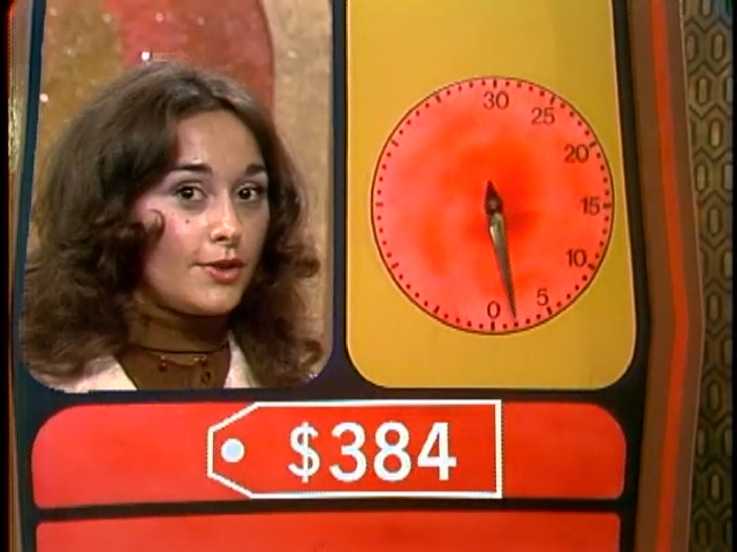 Contestant in the Clock Game shows a bid of 4 as the timer approaches zero.
