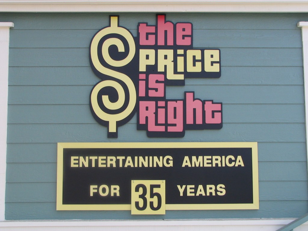 Sign for 'The Price is Right' celebrating 35 years of entertainment in America.
