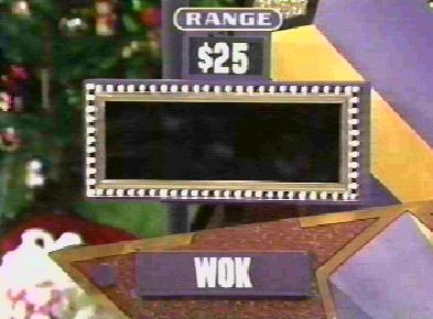 A promotional display board from the game Walk of Fame on The Price is Right game show showing a price range of $25 with the word 'WOK' at the bottom.