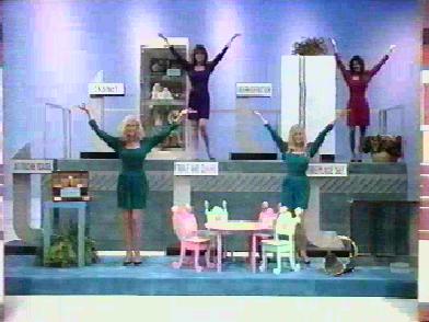 Four female hosts showcasing 'a wonderful array of prizes' in the Credit Card game on The Price is Right.