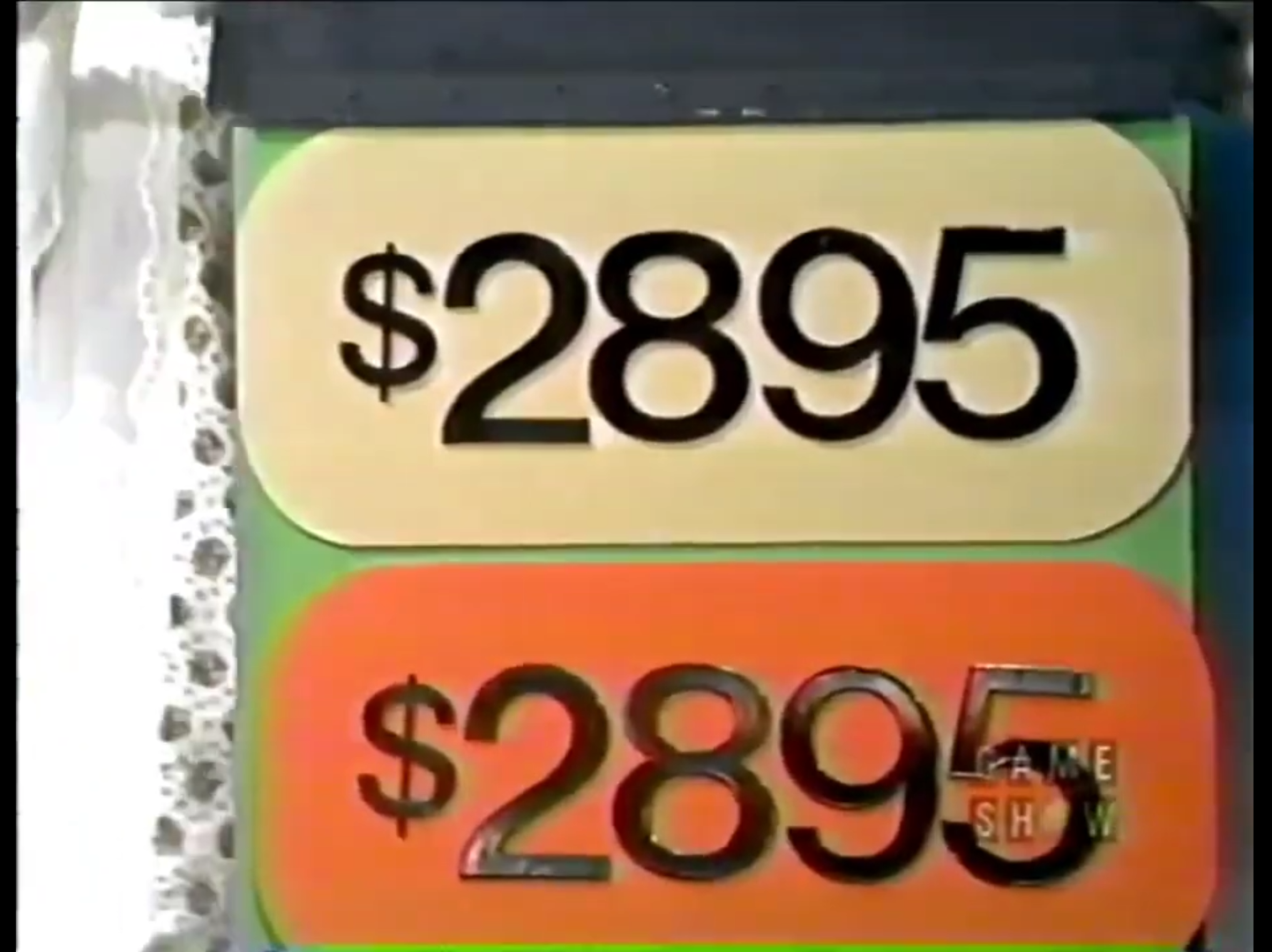 Price tags displaying 95 for a game show segment.