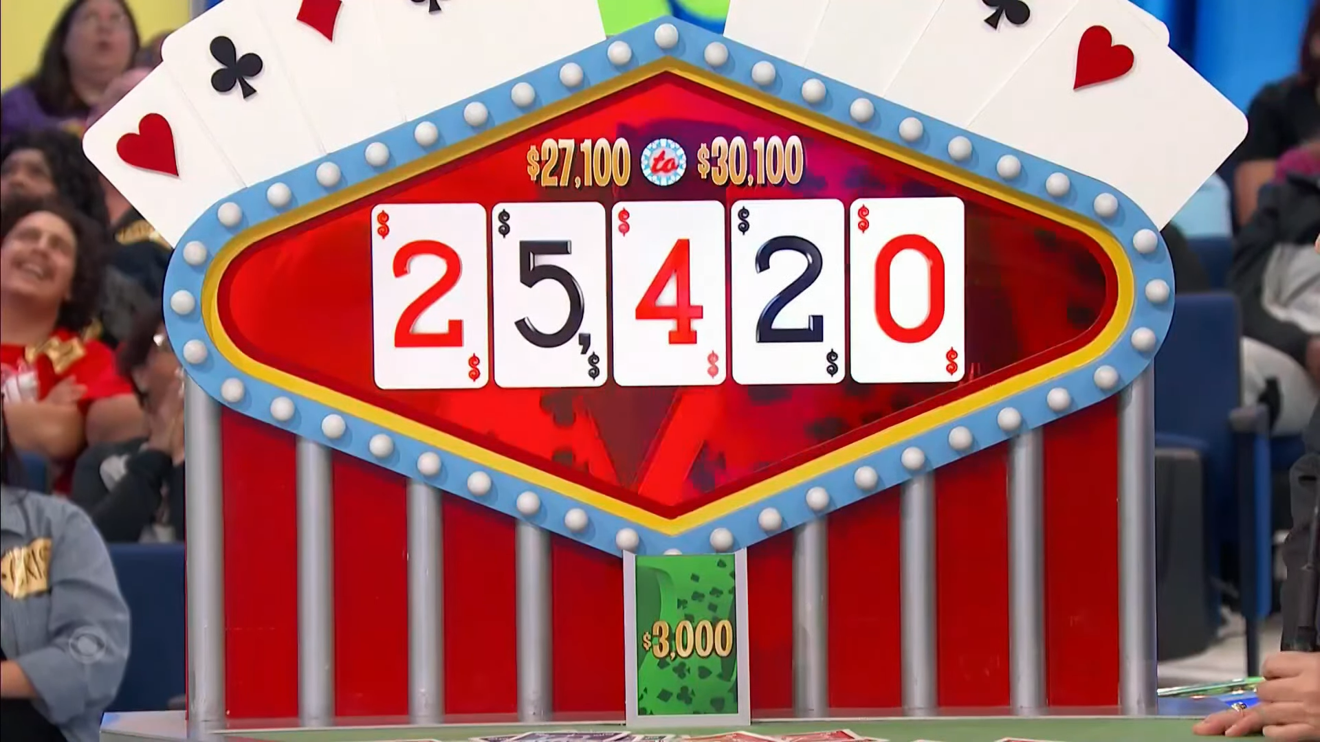 Image of the Card Game setup showing a display with numbers '25420' and a price range of ',100 to ,100.'