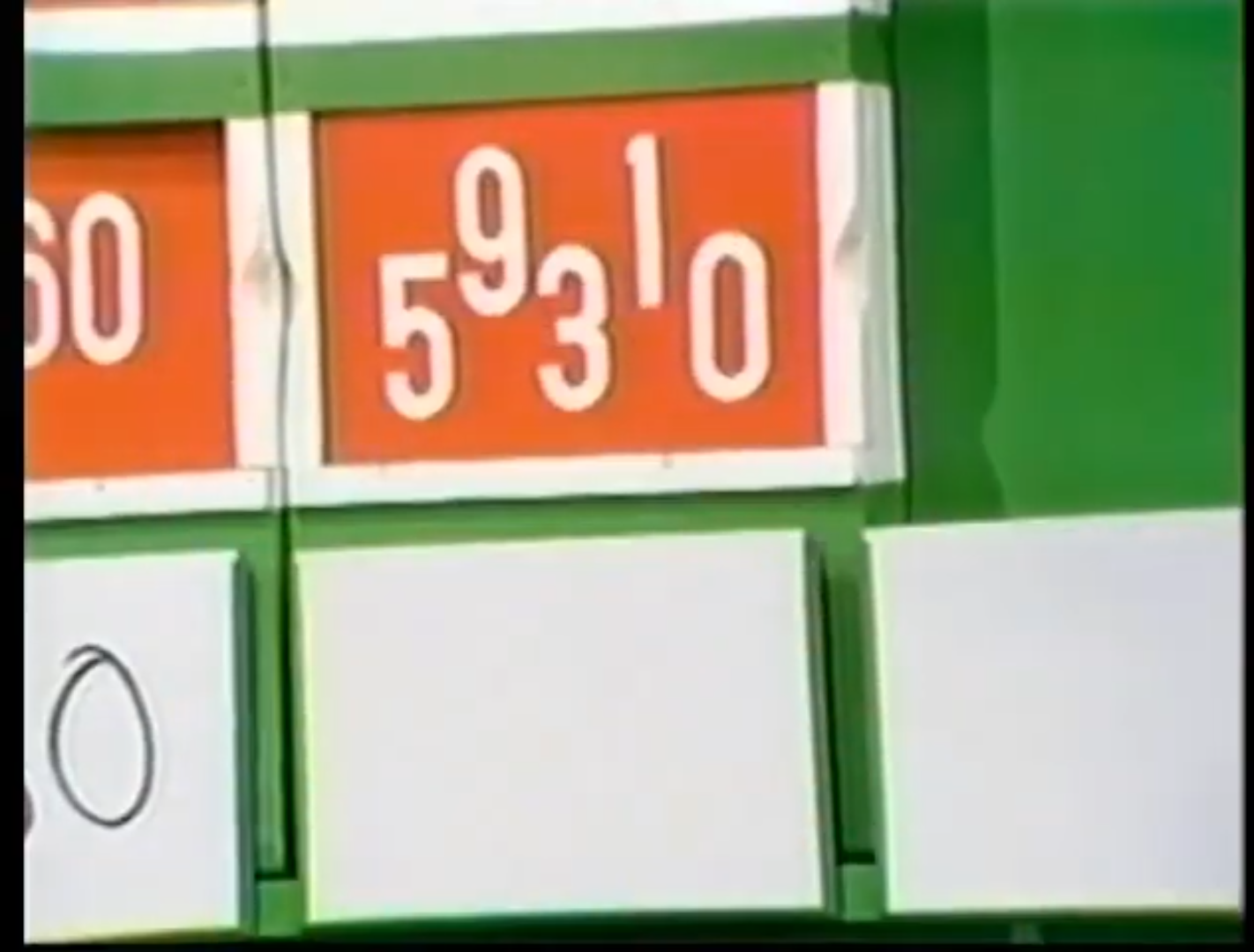 Ten Chances game board displaying scrambled digits for a car price and two other prize prices on The Price is Right.