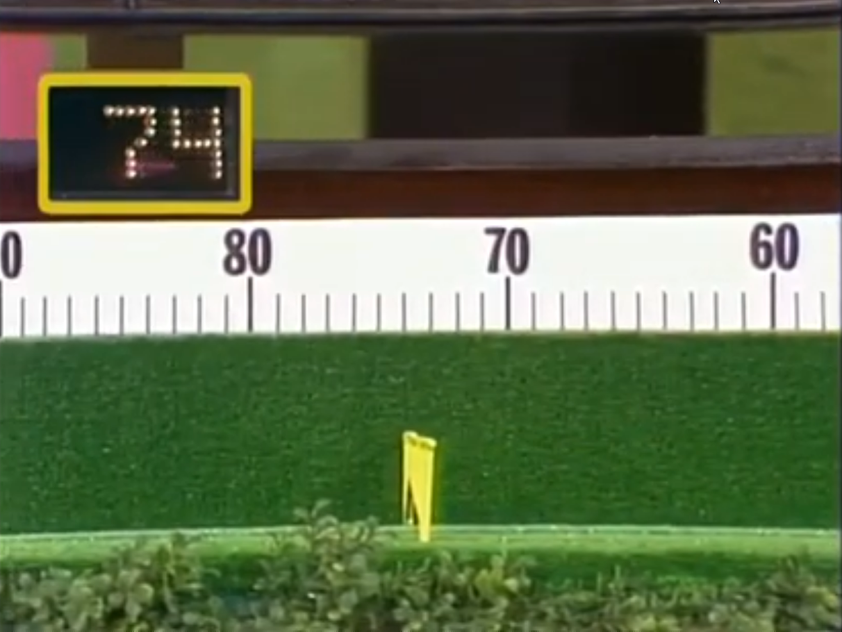 Close-up of a digital display showing the number 74, next to a measuring scale with values ranging from 60 to 80.