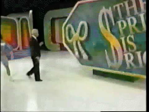 The Giant Price Tag on the set of The Price is Right is prematurely revealed, showing the calculator folded into the Check Out set.