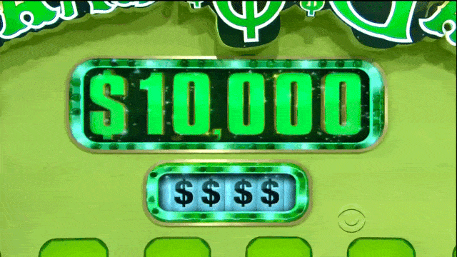 An animated monitor in the Grand Game board, showing the prize resetting to and the target price revealing at .25.