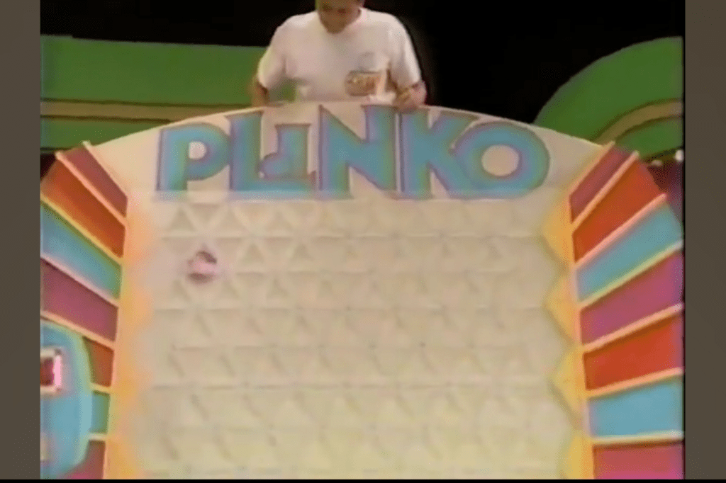 A porous screen added to the Plinko board in order to prevent chips flying off but make it easier to retrieve stuck chips.
