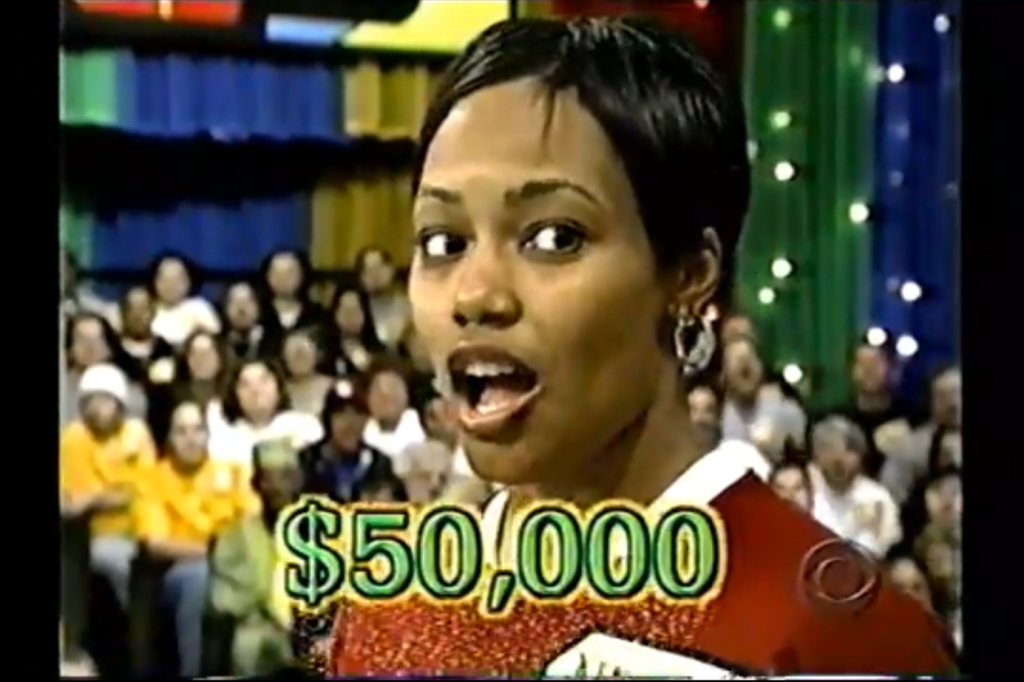 ,000 prize reveal during a Plinko game on The Price is Right.