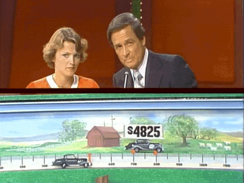 A toy car stops within the winning range in the It's Optional game on The Price is Right