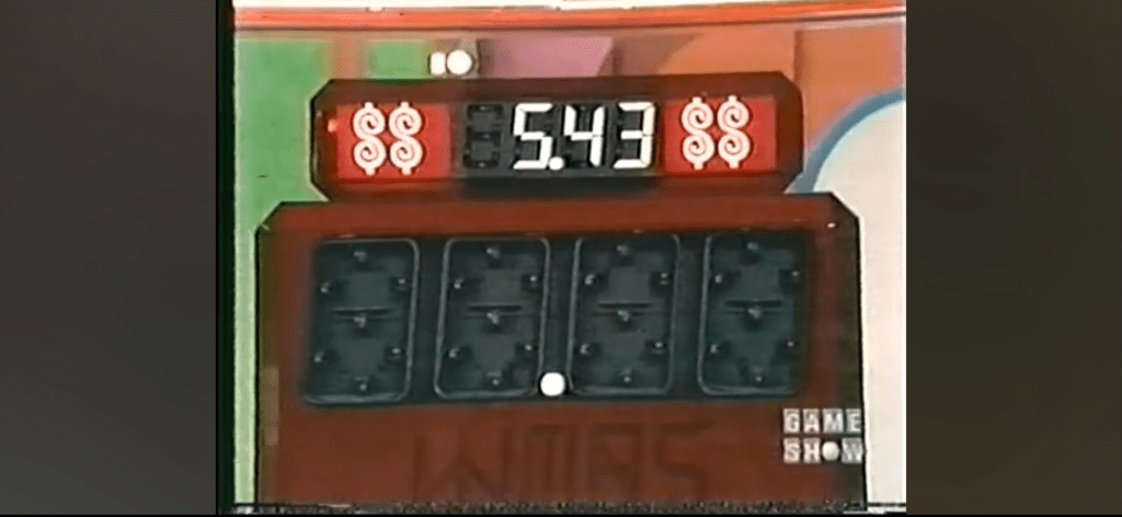 Display showing the contestant's total of .43 in the game Check-Out on The Price is Right.