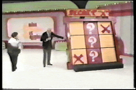 Bob Barker and Roger Dobkowitz have to manually turn the Secret X board around in order to reveal that the contestant has lost the game.